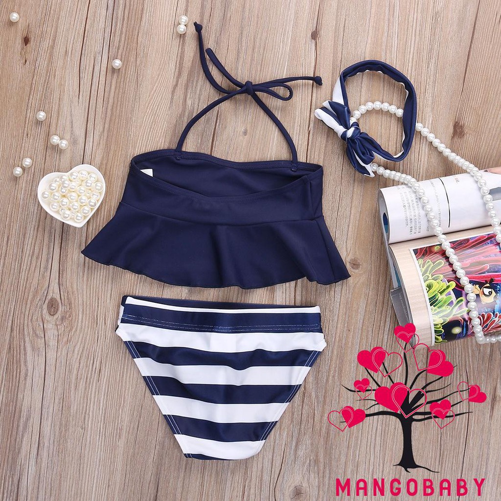 Bộ Đồ Bơi Bikini Màu Xanh Navy Thời Trang Cho Bé Gái 0 Tuổi