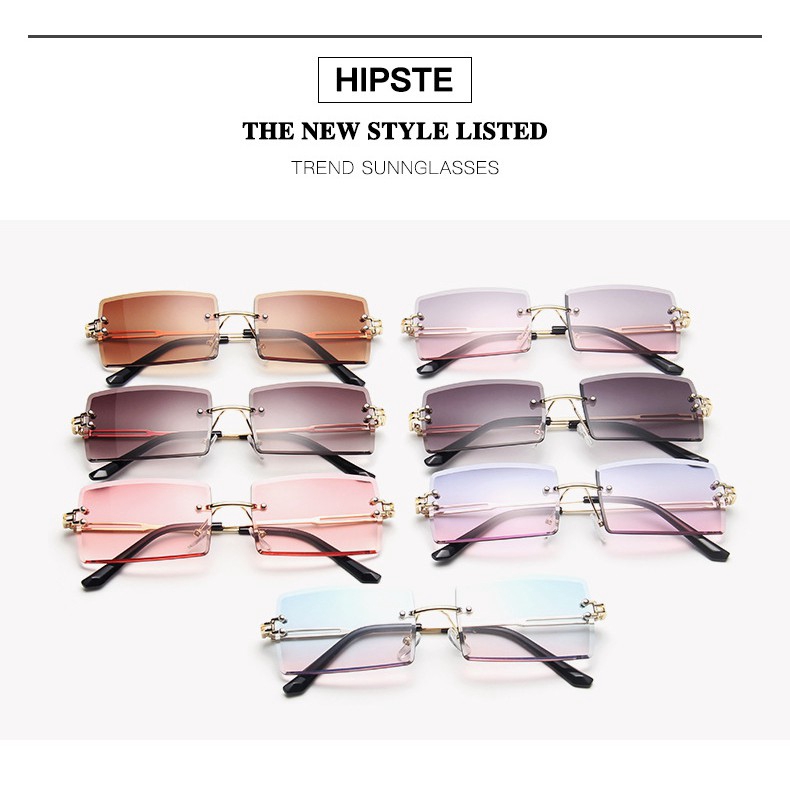 Kính mát gọng chữ nhật không gọng thời trang cho nữ