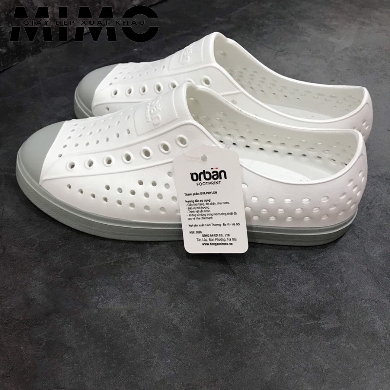 [Tặng 10 jibit] - Giày nhựa đi mưa Orban trắng viền xám siêu êm mềm nhẹ, bền đẹp, chống trơn trượt cho nam nữ