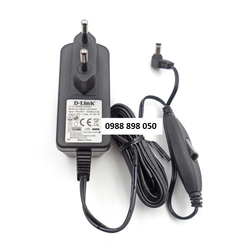 Bộ chuyển nguồn Adapter AC/DC: 12V - 1.25A - Đầu Lớn - Chuẩn 5.5mm (ZIN)