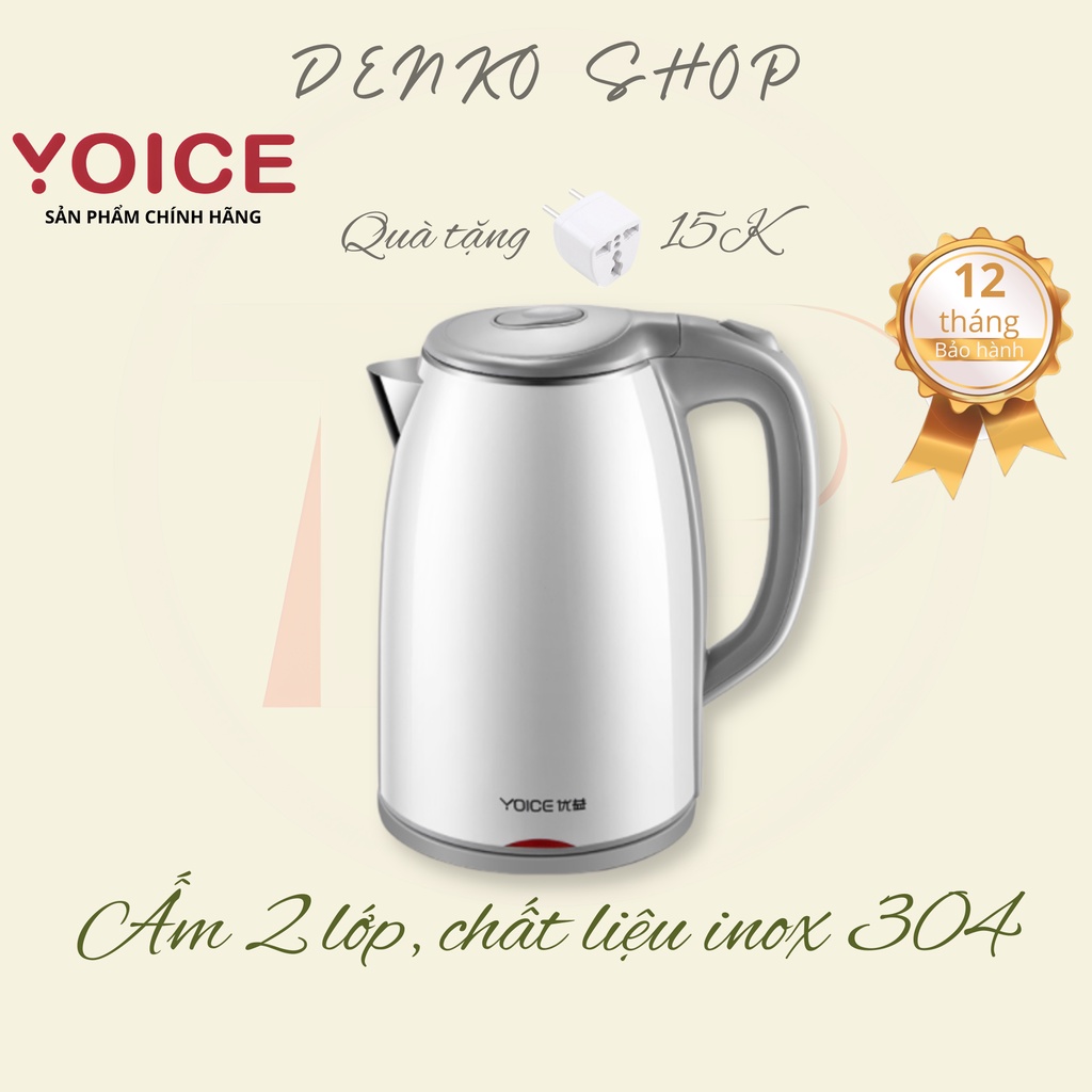 Ấm đun nước siêu tốc cao cấp Yoice Y-SHX11, 2 lớp, sử dụng inox 304, dung tích 1.8 lít