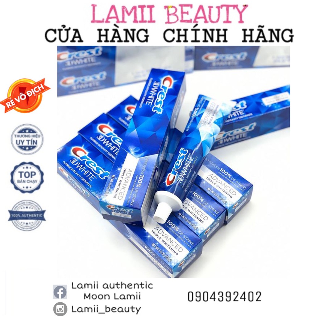 Kem đánh răng CREST 3D white Advance Triple Whitening