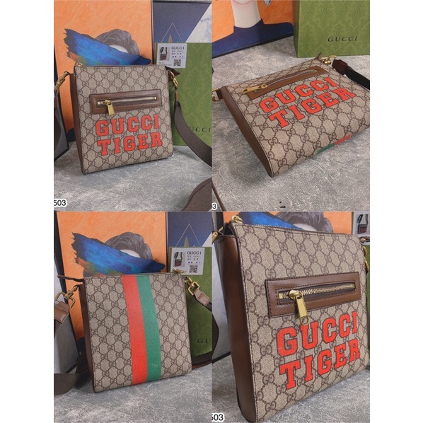 Túi Đeo Chéo Nam Nữ GC Logo Đỏ Cao Cấp - Túi Đeo GC Unisex Fullbox