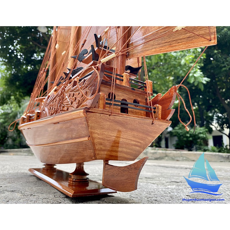 Thuyền buồm phong thủy Rồng Hạ Long 60cm, mô hình thuyền gỗ trang trí, quà tặng khai trương tân gia