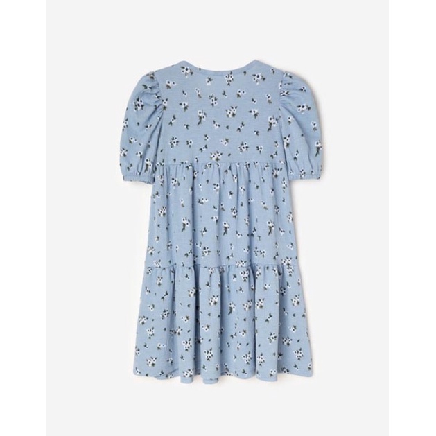 Váy Hè Bé Gái Tay Bồng Hoa Nhí Xanh