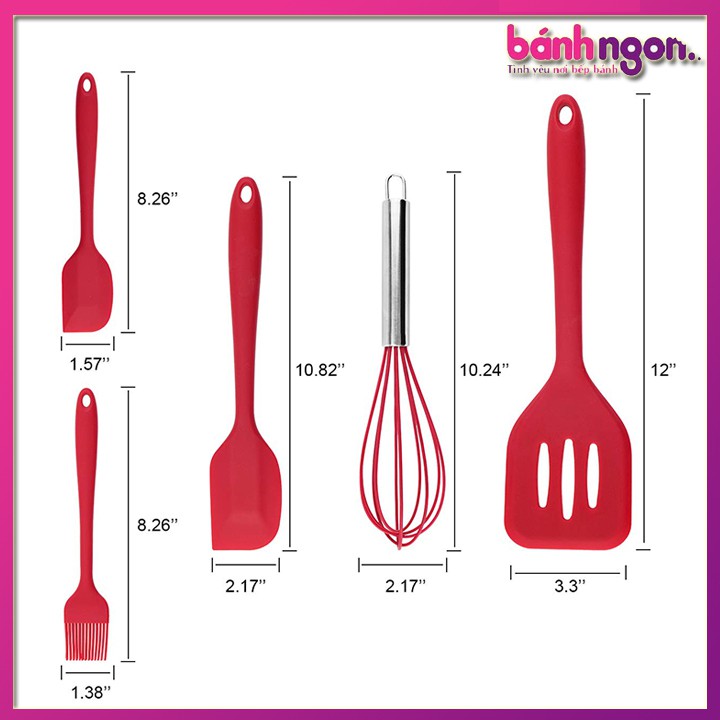 Bộ 5 Dụng Cụ Nhà Bếp Silicon Đúc Tện Dụng