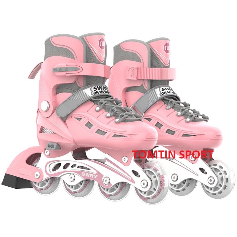 Giày trượt patin trẻ em cao cấp SWAY bánh cao su sáng led tặng kèm bảo hộ chân tay Tomtin Sport