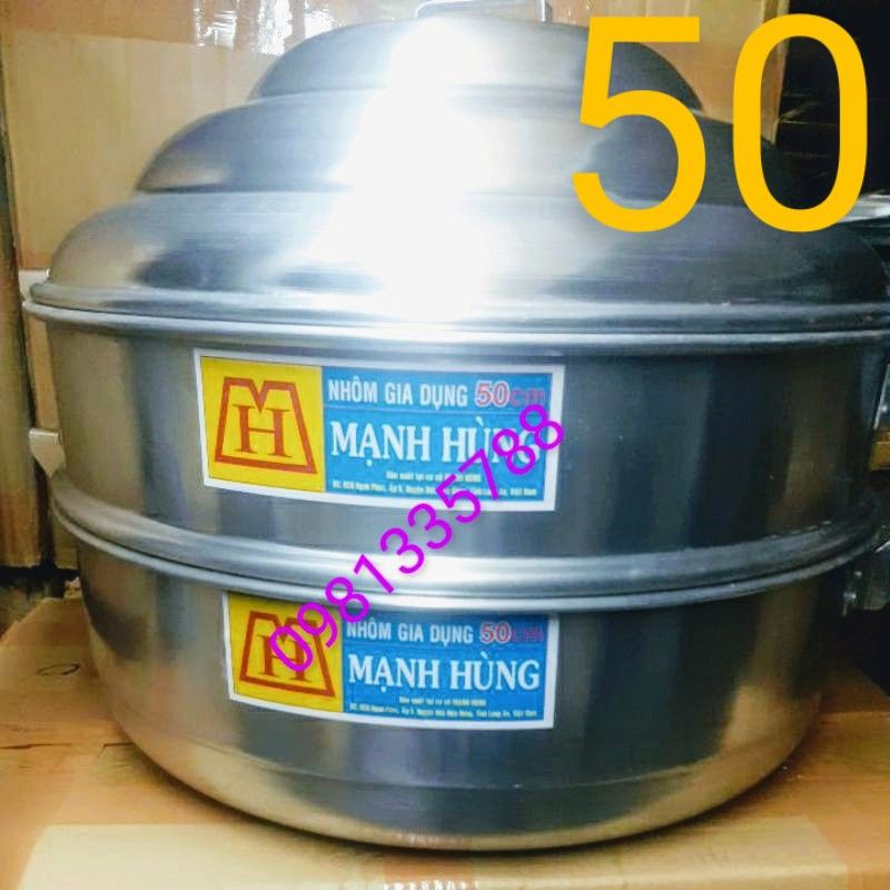 Bộ xửng hấp size 50 Nhôm Mạnh Hùng chuyên hấp bánh bao, xôi, hải sản và thực phẩm