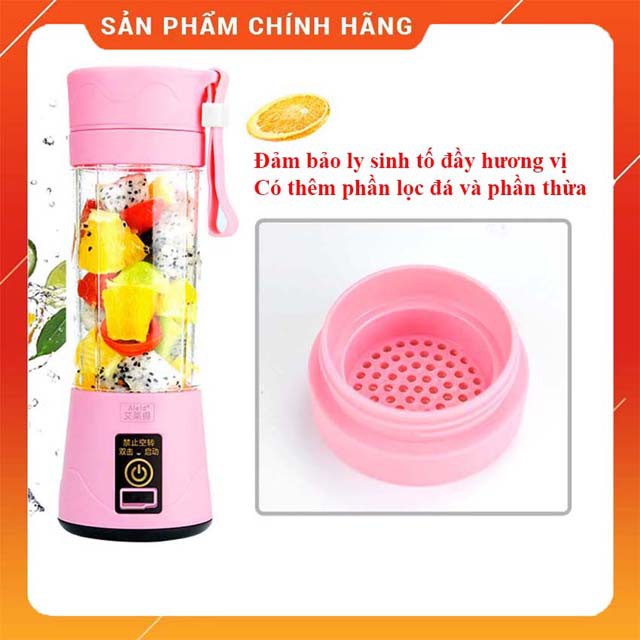 Máy xay sinh tố mini cầm tay có pin sạc 50W - 380ml - 6 lưỡi (nhiều màu) 0803_6L