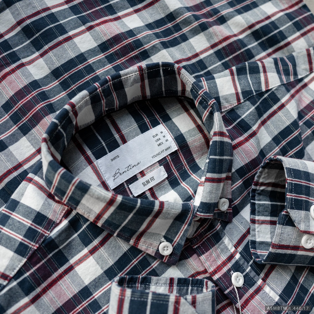 Aó sơ mi caro dài tay nam Flannel Bentino Form Slimfit, chất vải cotton pha sợi sồi, HÀNG VNXK