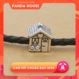 💖 Charm bạc s925 hình ngôi nhà FULL HOUSE (charm xỏ ngang lỗ lớn) size 11*10mm - Panda House