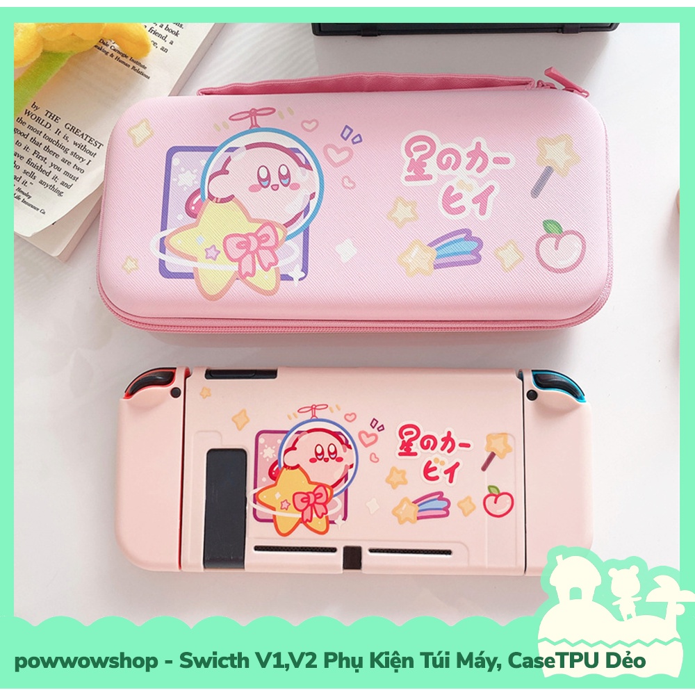 [Sẵn VN - Hỏa Tốc] Switch V1,V2 Phụ Kiện Túi Máy, Case Ốp TPU Dẻo Cho Máy Game Nintendo Switch V1,V2 Pink Kirby