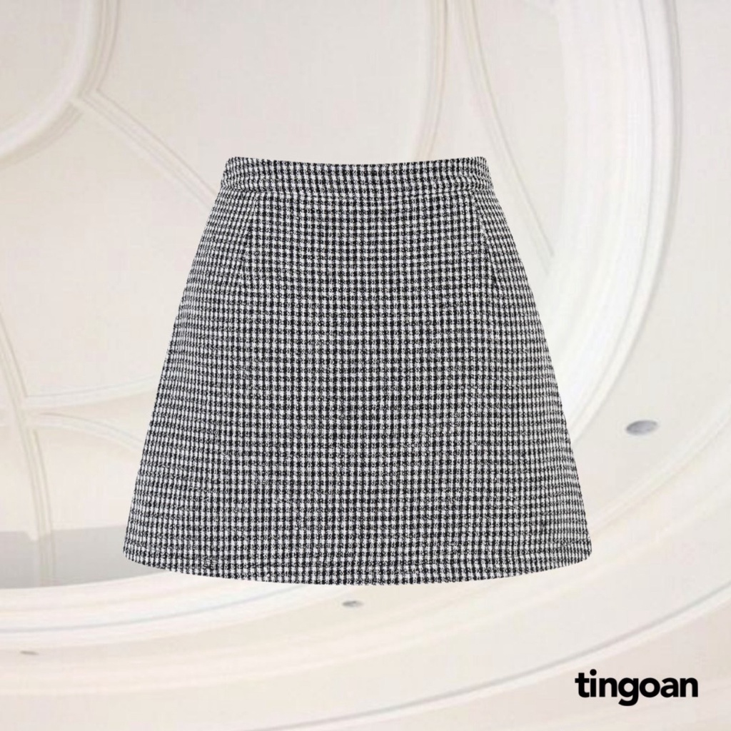 TINGOAN® - Chân váy tweed cạp lưng cao lấp lánh tingoan YOU’RE THE BESTIE SKIRT (có quần trong)