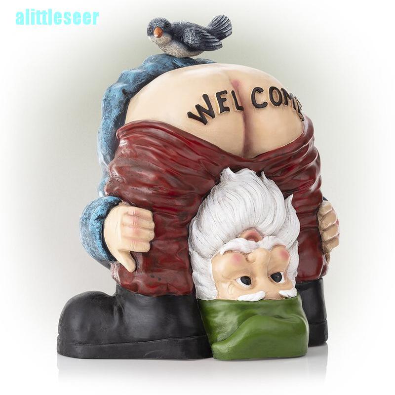 【Bar】Resin Dwarf Figurines New Funny Naughty Garden Gnome Garden Decoration Statue