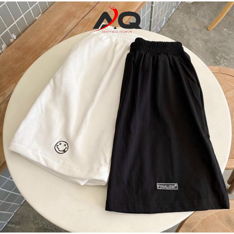 Quần đùi in hình mặt cười quần short da cá mềm mịn thoáng mạt AQ STORE