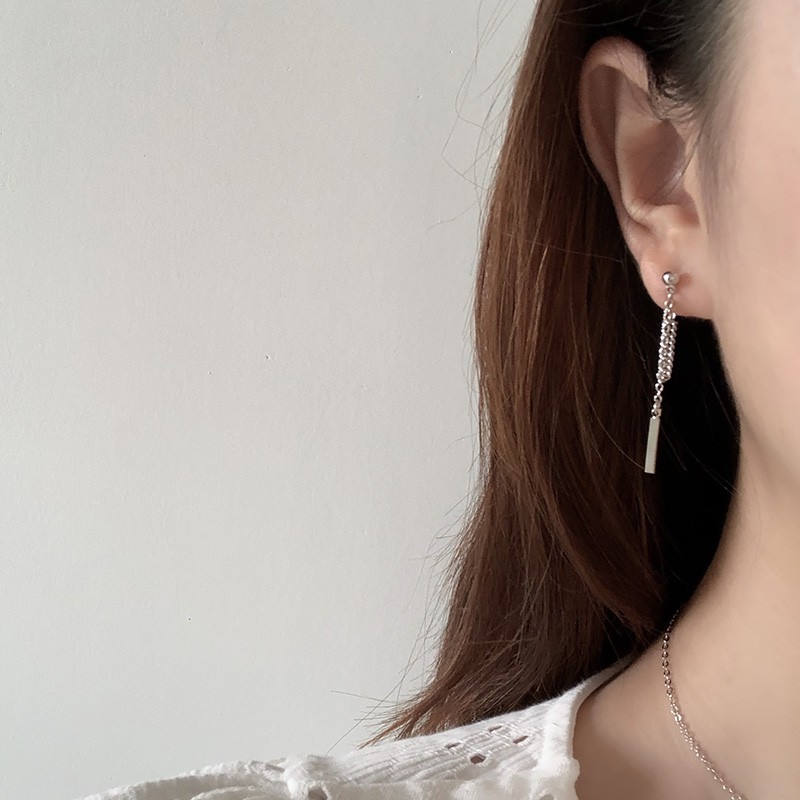 Khuyên tai bạc Ý s925 thả dài E4377 - AROCH Jewelry