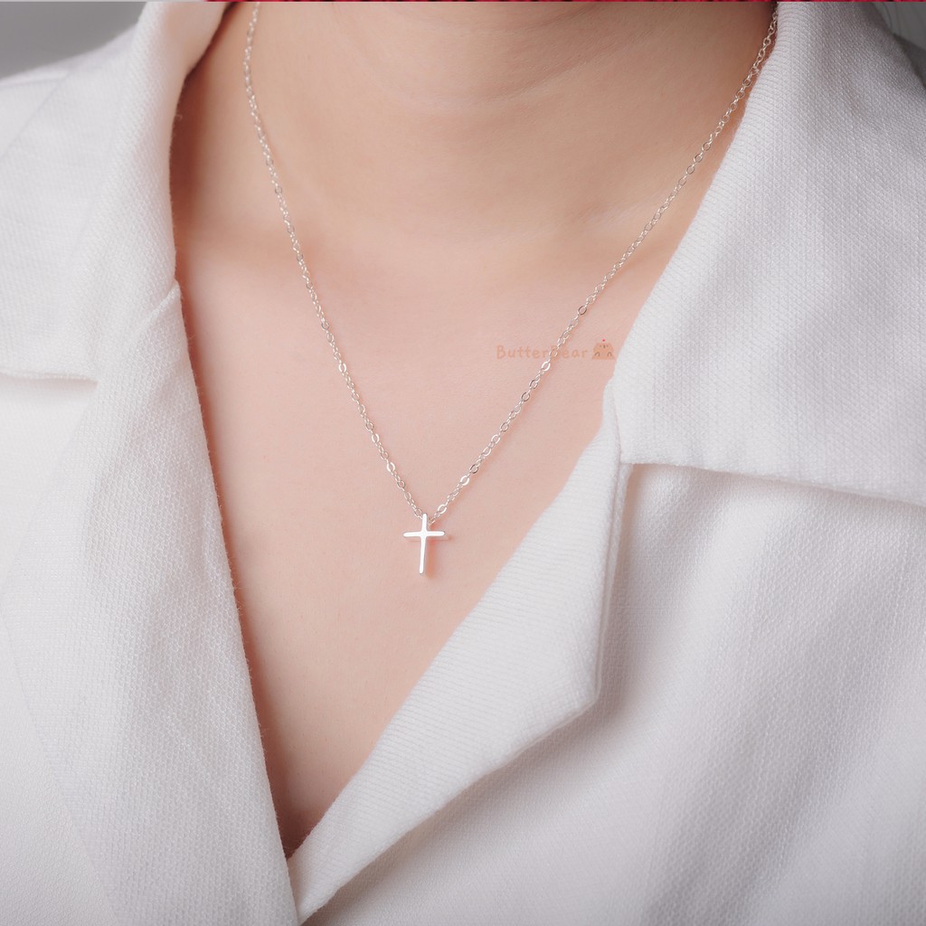 Dây Chuyền Bạc Nữ Hình Thánh Giá S083- Trang Sức Bạc ButterBear Jewellery.