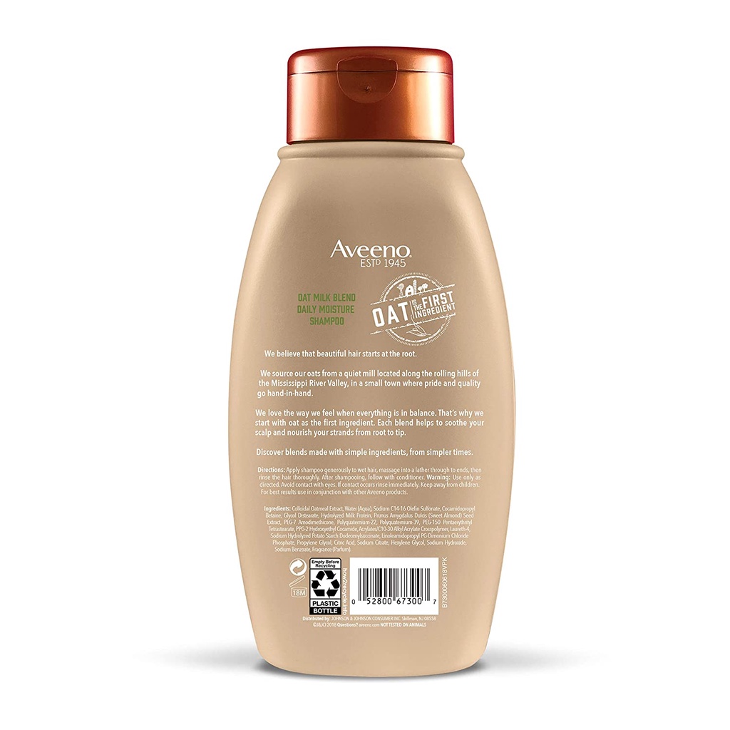 Aveeno - Cặp gội xả Aveeno Oat Milk Blend làm dịu da đầu & dưỡng ẩm cho mọi loại tóc, không chứa paraben 354ml