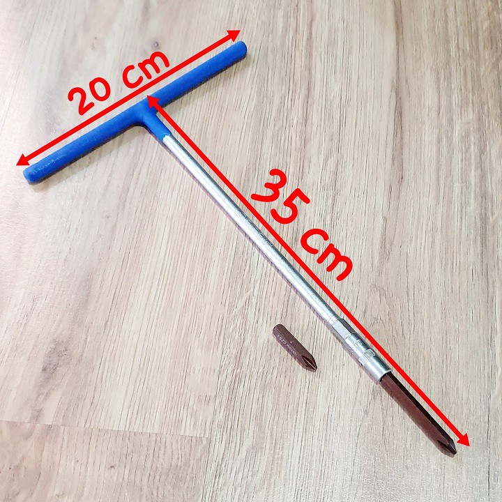 Bộ Dụng Cụ 3 Món Gồm 1 Cần Siết Chữ T Cán Bọc Nhựa 8mm + 1 Mũi Vít Bake 8cm + 1 Mũi Vít Bake 4cm