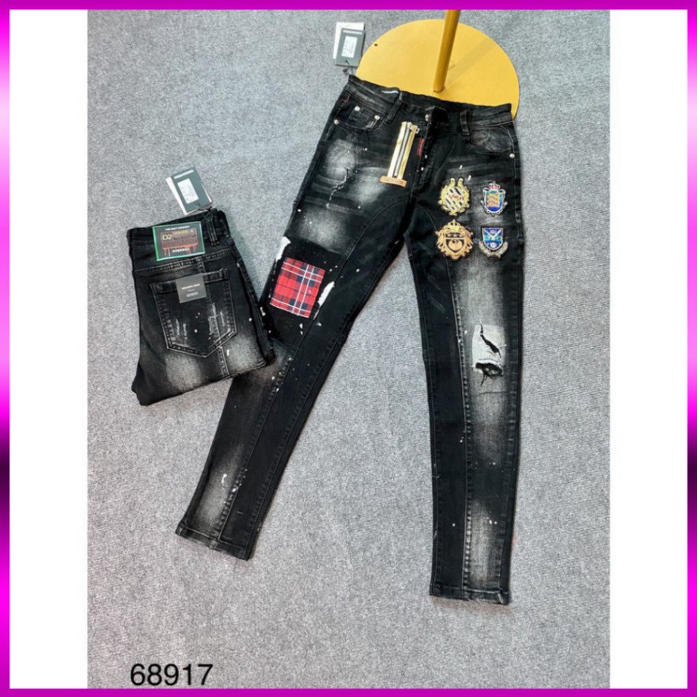 Quần Bò Nam ⚡ Quần DSQ Khoá Lệch Thêu Logo Màu Đen Cực Sang | BigBuy360 - bigbuy360.vn