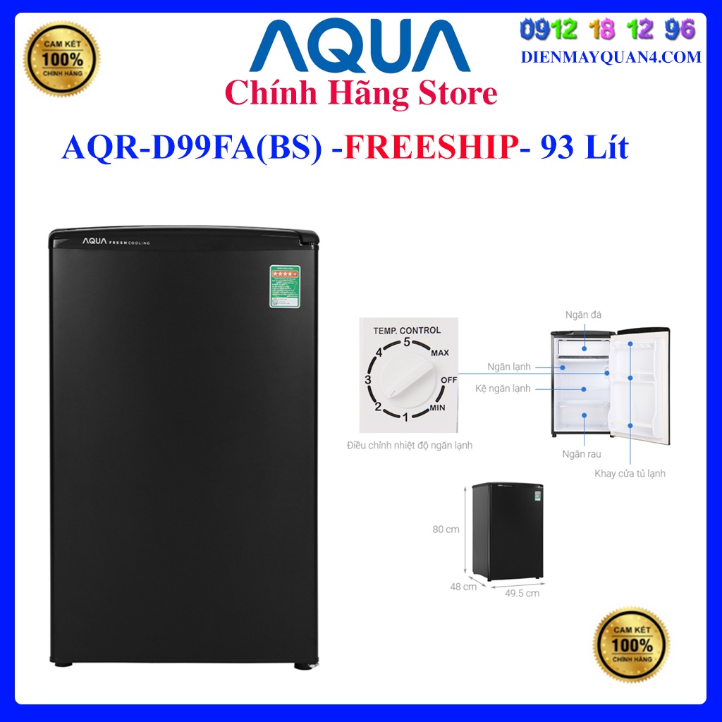 [Mã ELHAMS5 giảm 6% đơn 300K] [AQUA D99FA] Tủ lạnh Aqua 90 lít AQR-D99FA(BS), Bảo hành chính hãng 24 tháng.