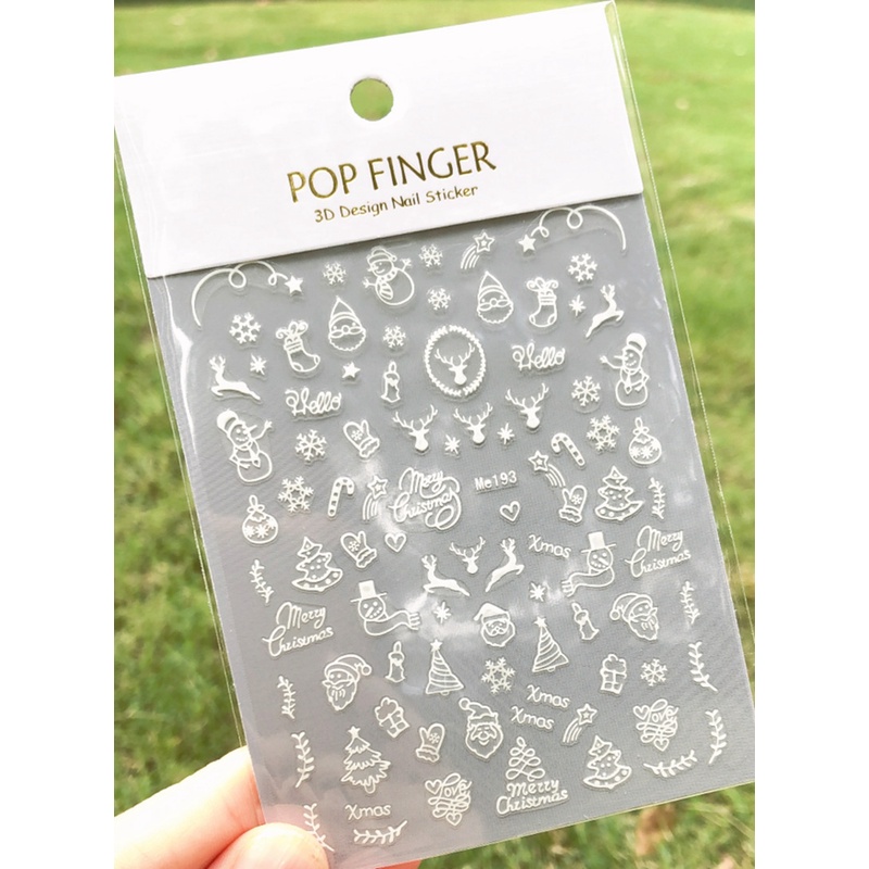 Miếng Dán Trang Trí Móng Tay 3D Hình Bông Tuyết Màu Vàng Trắng Me180-197