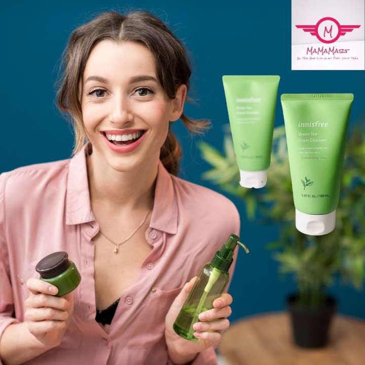 Sữa rửa mặt Innisfree trà xanh (Green tea cleansing foam) 150ml, dành cho da dầu,da mụn,làm sạch sâu,dưỡng ẩm (Hàn Quốc) | BigBuy360 - bigbuy360.vn