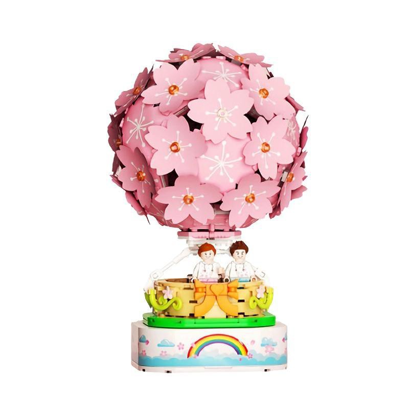 Tương thích với Lego Building Blocks Hộp nhạc nhẹ xoay Nhật Bản Sakura Hot Air Balloon Toy Box Music Girl Gift