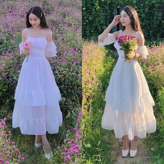ĐẦM MAXI TRỄ VAI NHẤN BÈO (KÈM VIDEO HÌNH THẬT)