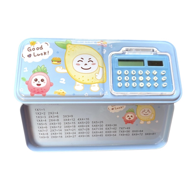 Hộp sắt đựng bút hình cute có máy tính