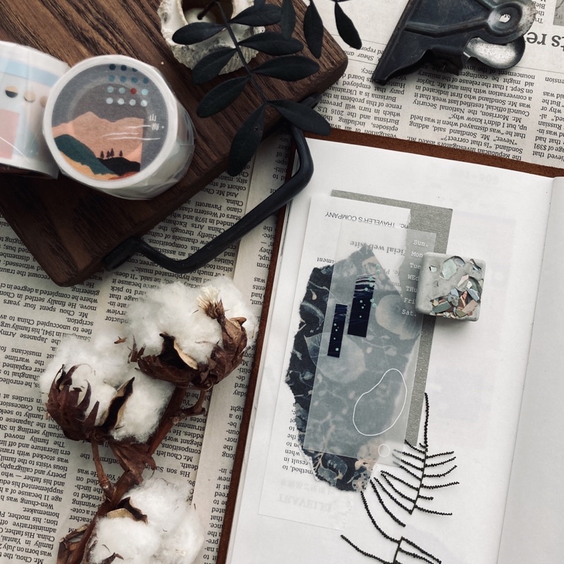 AM165 Cuộn Washi Tape Mountain and Oceans của hãng Somesortof.Fern chiết lẻ chu kỳ