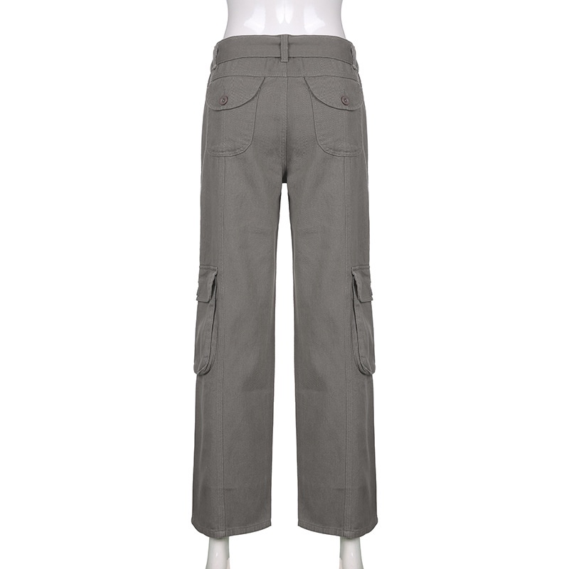 DUNEA Quần jean nữ lưng thấp buộc dây thiết kế thời trang