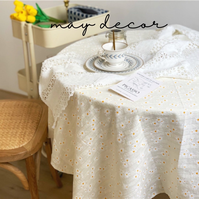 Tấm vải in hoa cúc - trải bàn, picnic, phụ kiện chụp ảnh
