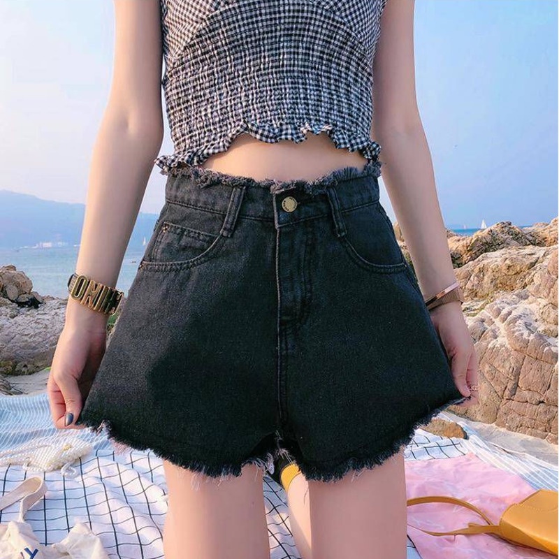 Quần Short Denim Lưng Cao Ống Rộng Thiết Kế Mới Năng Động Thời Trang Mùa Hè Dành Cho Nữ
