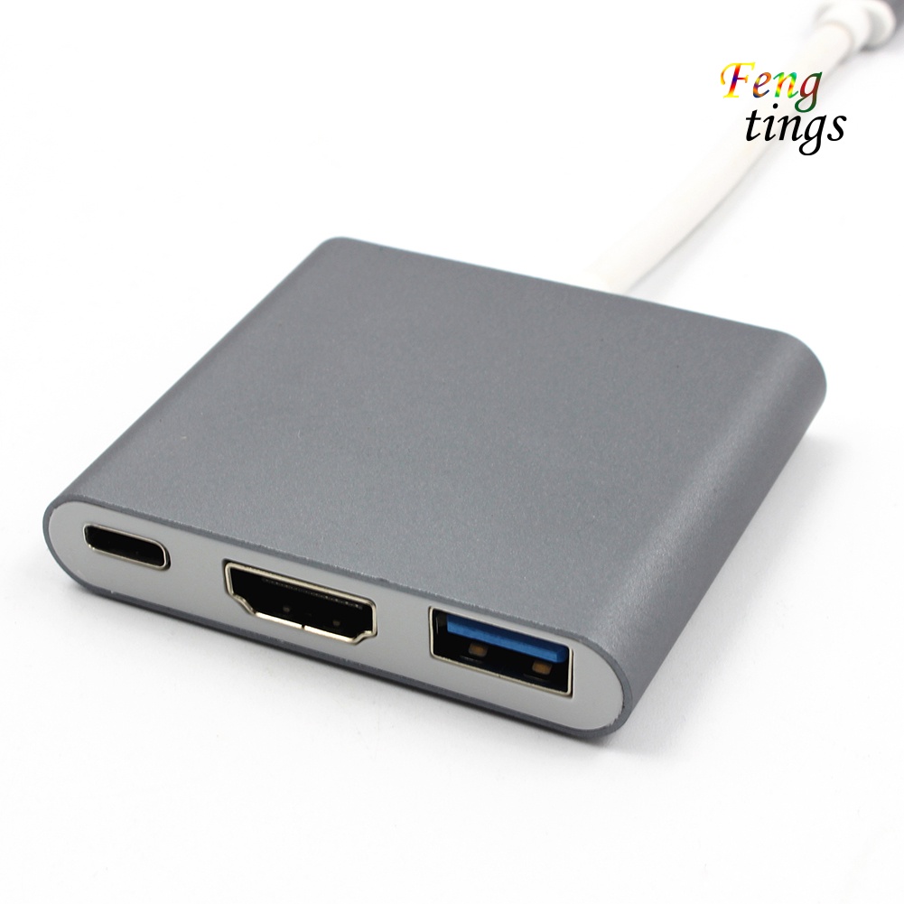 【FT】3 in 1 USB 3.1 Type-C to 4K UHD HDMI-compatible USB-C Hub Adapter Converter for Macbook