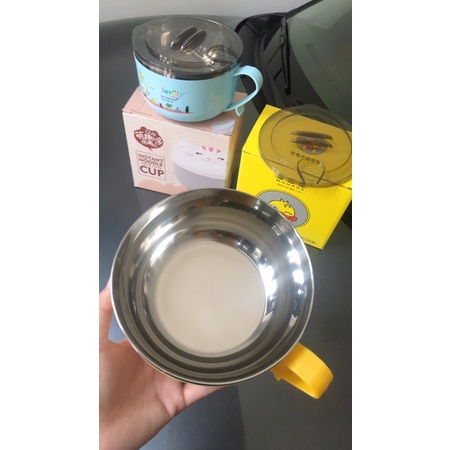Ca ăn mì, tô ăn phở, inox 2 lớp giữ nhiệt có nắp đậy, có quai cầm size 15cm