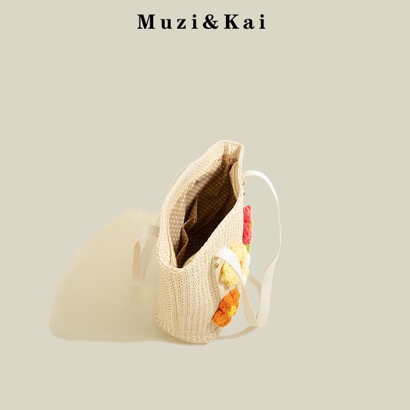 Hàng Mới Về Muzikai Túi Tote Đeo Một Bên Vai / Kẹp Nách Dệt Kết Cấu Cao Cấp Phong Cách Thời Trang Mới 2022
