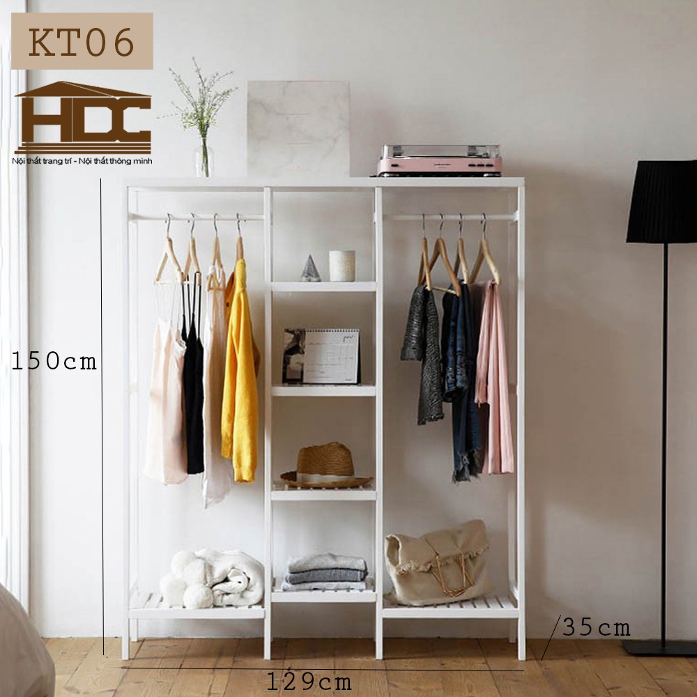 GIÁ TREO QUẦN ÁO 3 NGĂN ĐA NĂNG BẰNG GỖ SIZE 129x35x150 CM MÀU TRẮNG,ĐEN,GỖ TỰ NHIÊN