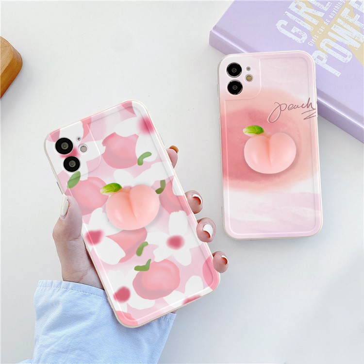 Ốp lưng iphone viền nổi bóng peach hoa bóp 6plus/6s/6splus/7/7plus/8/8plus/x/xr/xs/11/12/pro/max/plus/promax-Awifi U2-7