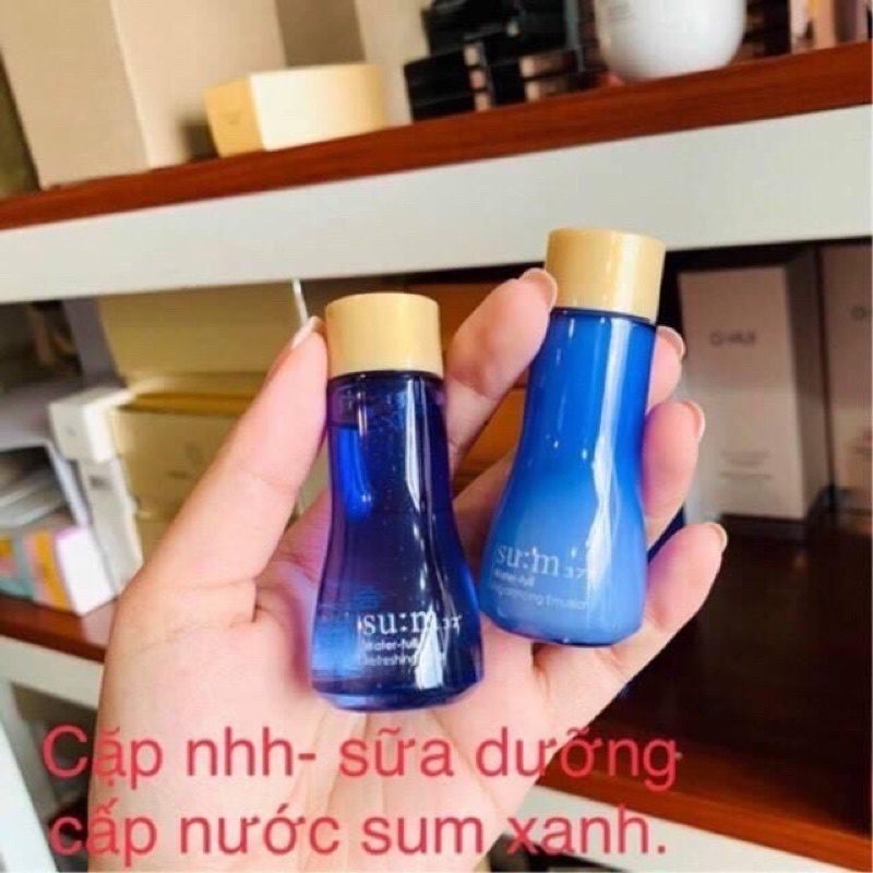 Cặp nước hoa hồng ,sữa dưỡng sum:37 xanh mini