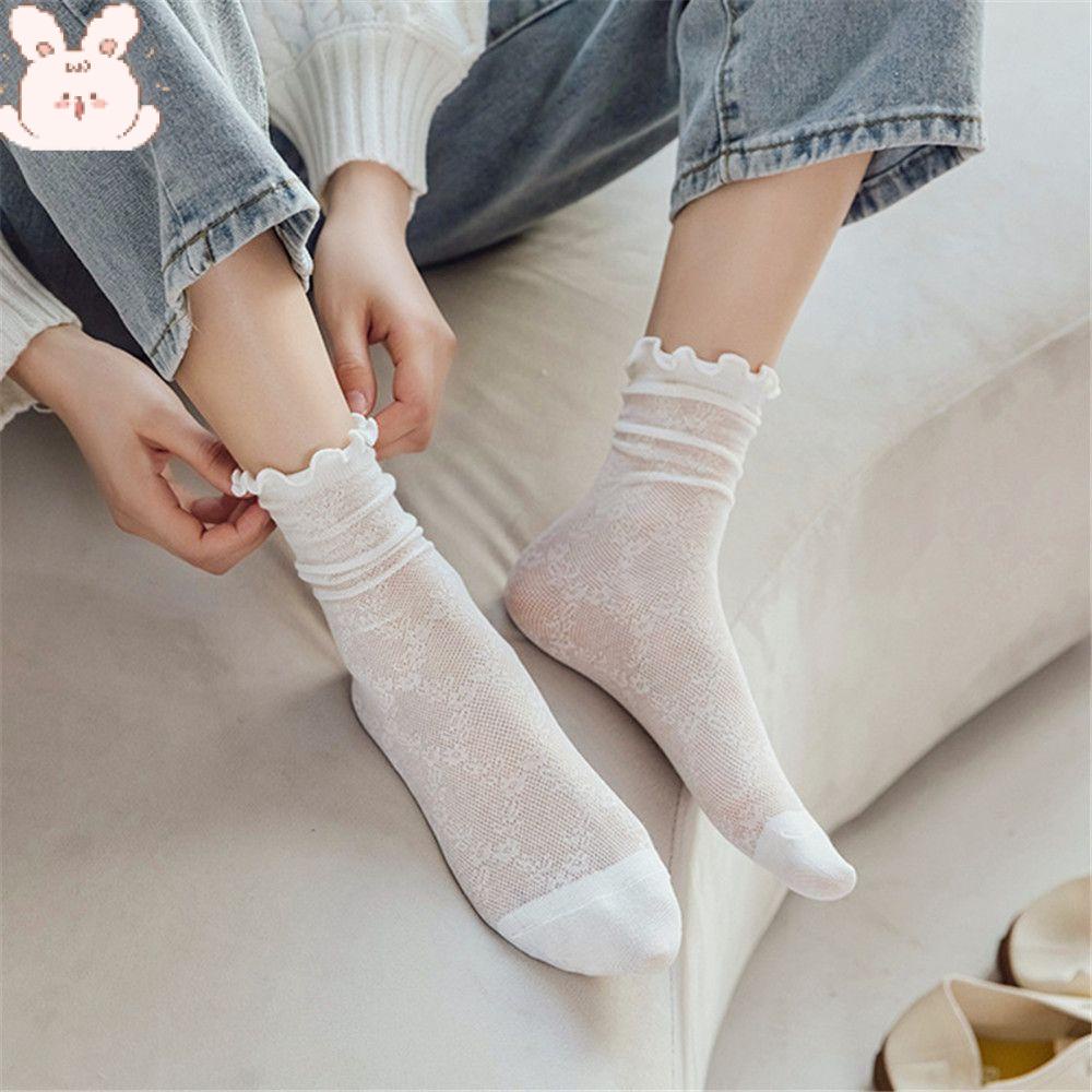 Vớ Lưới Hóa Trang Cô Hầu Gái Phối Ren Đính Nơ Màu Đen / Trắng Thời Trang Xinh Xắn