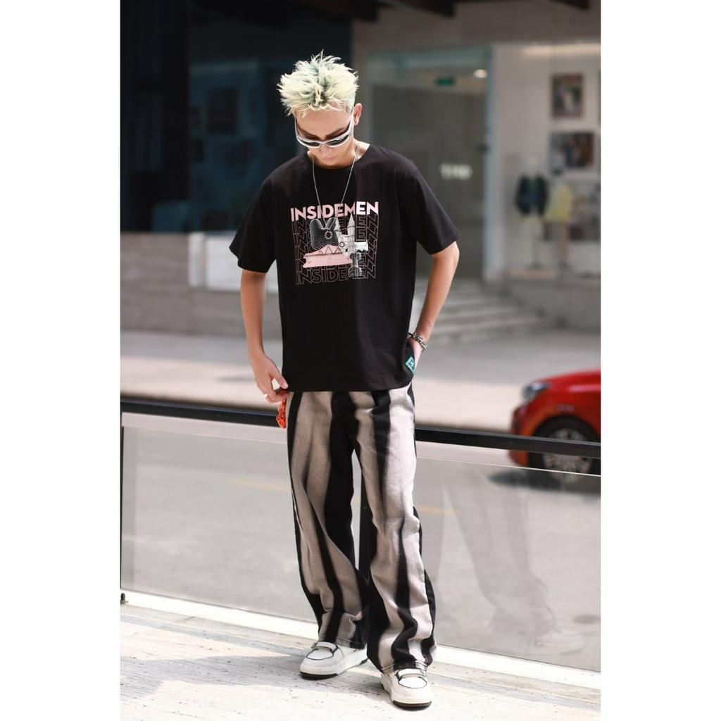 Áo thun INSIDEMEN chất 100% Cotton form rộng Unisex tay lỡ nam nữ local brand basic ITS025S3