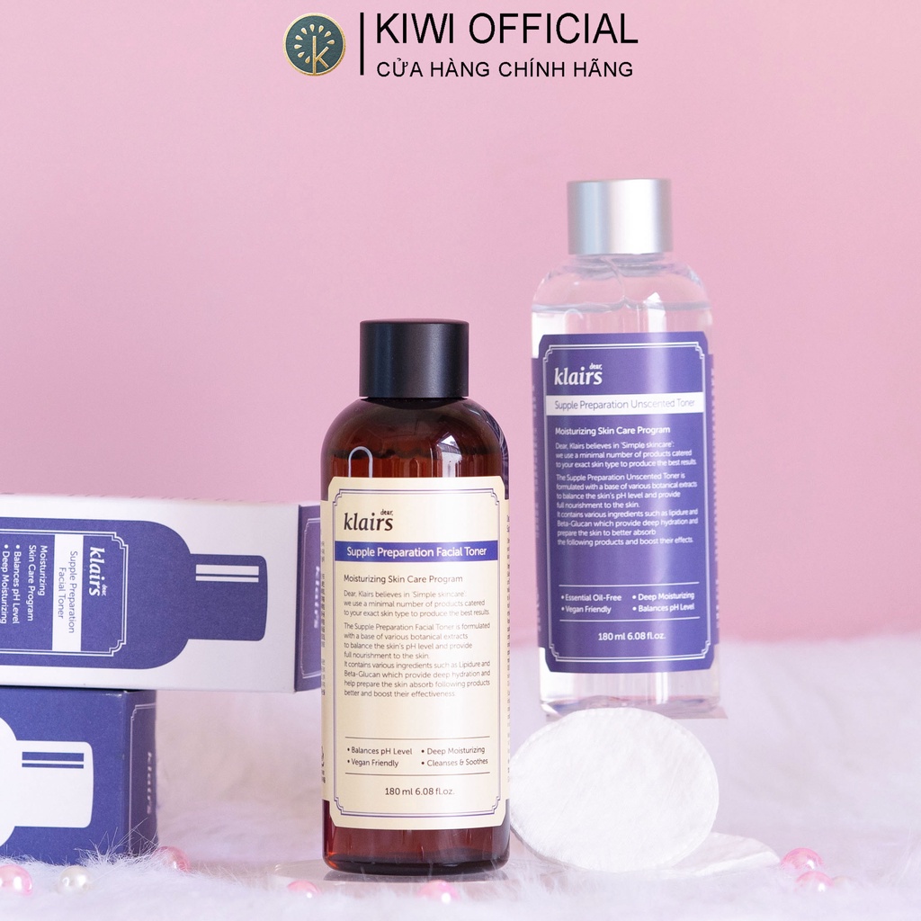 (CHÍNH HÃNG) Toner Klairs Không Mùi Moon21, Nước hoa hồng Klairs Supple Preparation Toner 180ml cho da nhạy cảm