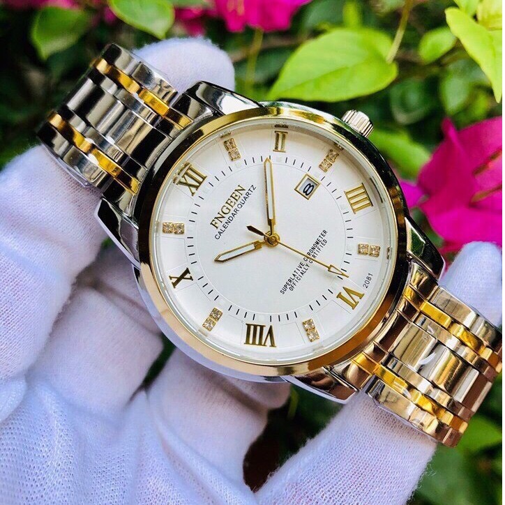 Đồng Hồ Nam FNGEEN F11 Mặt Tròn Size Nhỏ Dây Thép Khóa Bấm Kiểu Dáng Lịch Lãm