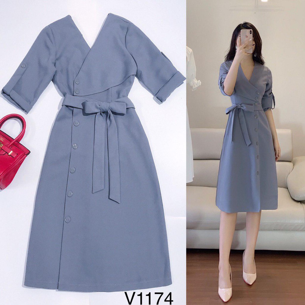 [ xả kho ] MiD Đầm Kate Hàn thanh lịch thiết kế V1174 Mie Design kèm ảnh thật