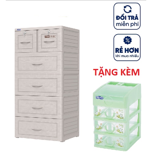 Tủ nhựa duy tân TABI XÁM GỖ-tặng kèm tủ nhỏ