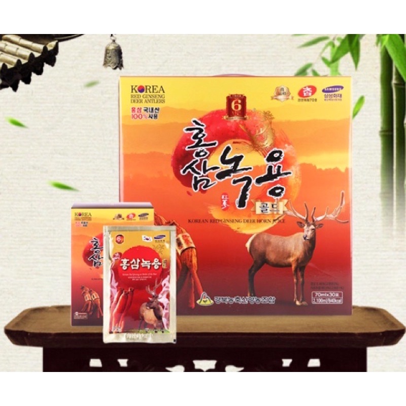 [HÀNG MỚI VỀ] Nước Hồng Sâm Nhung Hươu Hàn Quốc, Hộp Vàng 30 Gói [korean red ginseng deer horn juice]