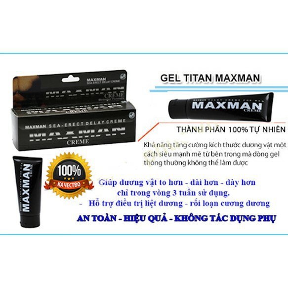 Gel MAXMAN -Tăng kích thước và kéo dài thời gian