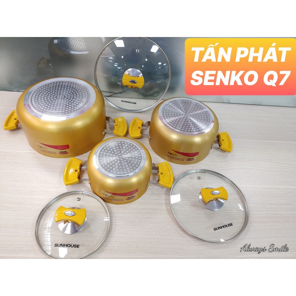 Bộ 3 nồi Anod Sunhouse SHG7734M Sử Dụng Được Trên Bếp Từ