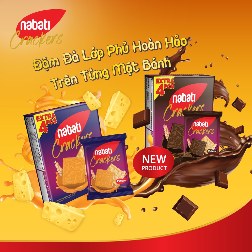 Bánh Nabati quy giòn phô mai Cheese / Socola Crackers 240g( 24cái x 10g)